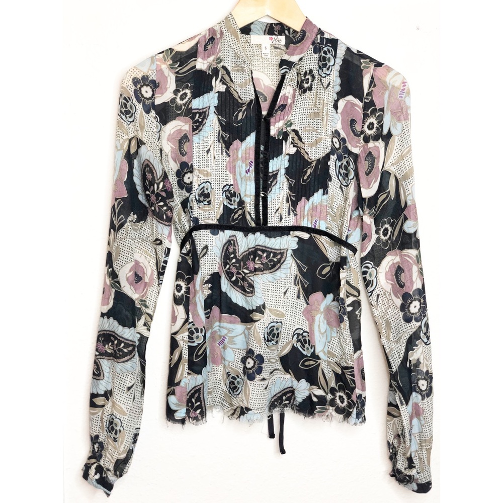 Joie California Black Floral Tunic Blouse